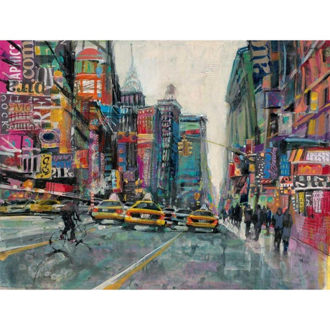 New York Collage 1 Black Modern Wood Framed Art Print with Double Matting by Mollica, Patti
