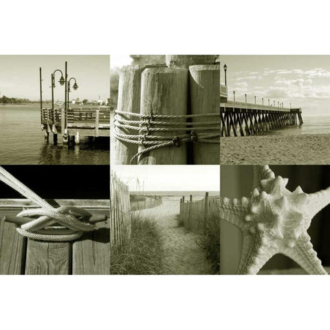 Seaside Story 1 Black Modern Wood Framed Art Print by Amber Light Gallery