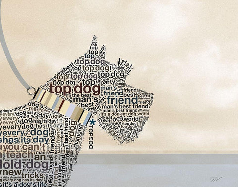 TERRIER PORTRAIT White Modern Wood Framed Art Print with Double Matting by Van Roey, Dominique