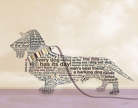 DACHSHUND PORTRAIT White Modern Wood Framed Art Print with Double Matting by Van Roey, Dominique