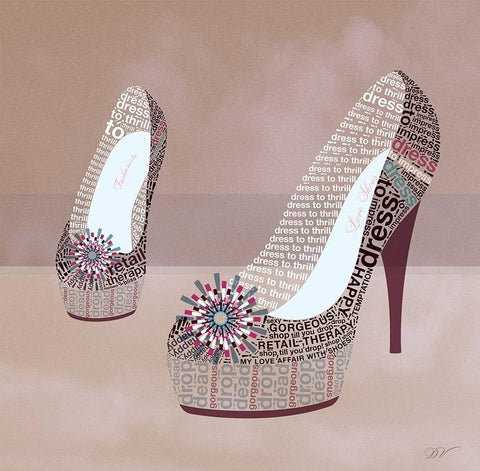 PRETTY SHOE  Black Ornate Wood Framed Art Print with Double Matting by Van Roey, Dominique