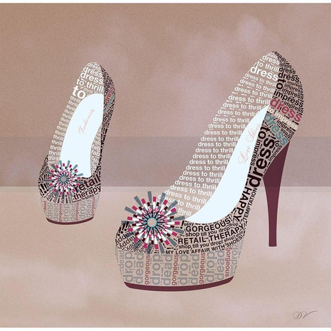 PRETTY SHOE  Black Modern Wood Framed Art Print by Van Roey, Dominique