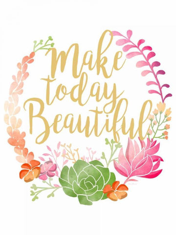Make Today Beautiful Black Ornate Wood Framed Art Print with Double Matting by Coleman, Joan