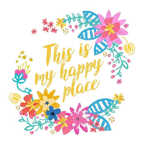 Happy Place Garden Gold Ornate Wood Framed Art Print with Double Matting by Coleman, Joan