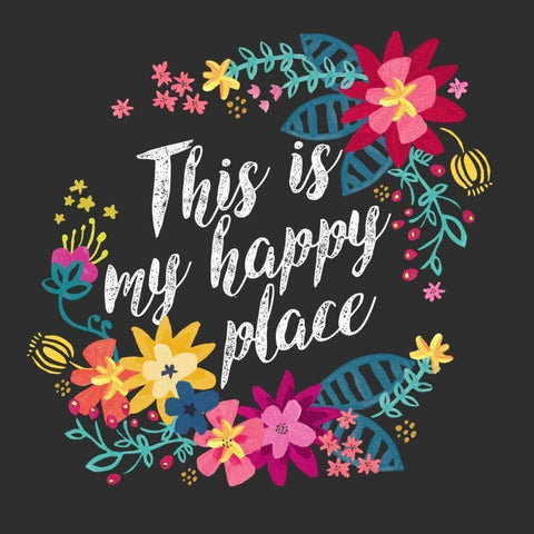 This Is My Happy Place Black Modern Wood Framed Art Print with Double Matting by Coleman, Joan