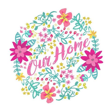 Out Home, Happy Garden White Modern Wood Framed Art Print with Double Matting by Coleman, Joan