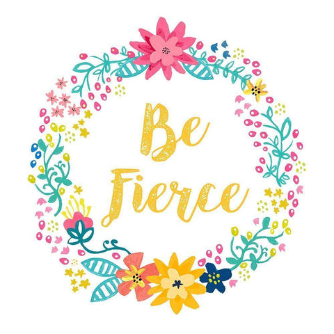 Be Fierce, Happy Garden Gold Ornate Wood Framed Art Print with Double Matting by Coleman, Joan