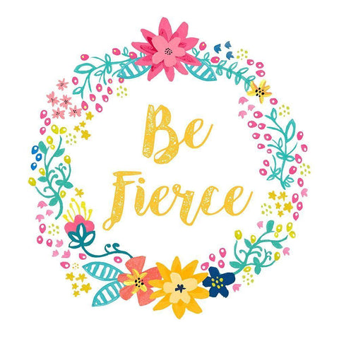 Be Fierce, Happy Garden Black Ornate Wood Framed Art Print with Double Matting by Coleman, Joan