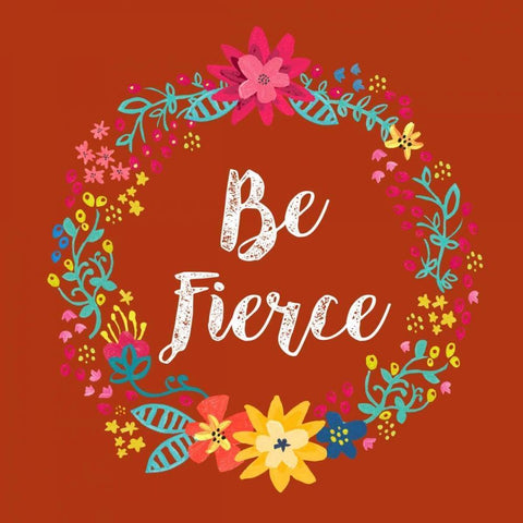 Be Fierce White Modern Wood Framed Art Print with Double Matting by Coleman, Joan