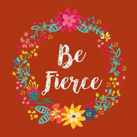 Be Fierce Black Modern Wood Framed Art Print with Double Matting by Coleman, Joan