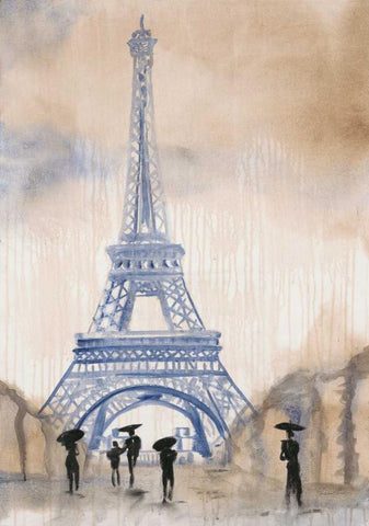 Paris Street 2 White Modern Wood Framed Art Print with Double Matting by Morris, Madelaine