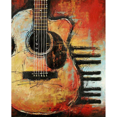 Acoustic Cutaway Black Modern Wood Framed Art Print with Double Matting by Langton, Bruce