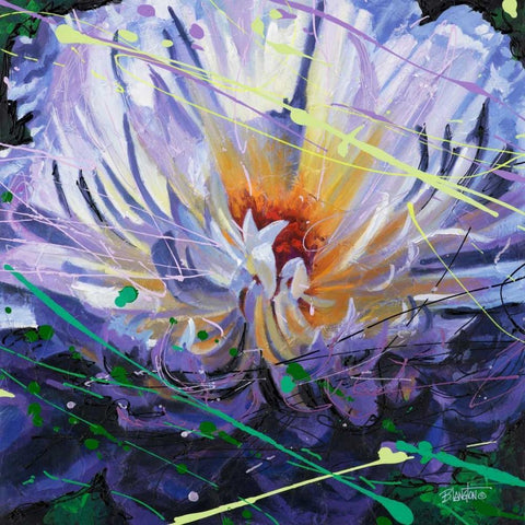 Peony in Motion Black Modern Wood Framed Art Print with Double Matting by Langton, Bruce
