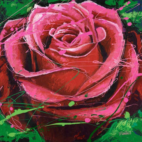 Rose in Motion Black Modern Wood Framed Art Print with Double Matting by Langton, Bruce