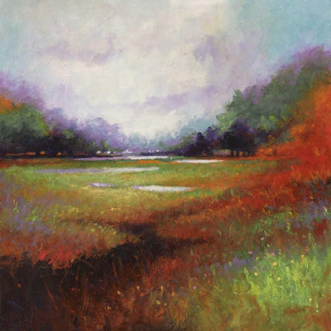 Cascade Valley 2 Black Modern Wood Framed Art Print with Double Matting by Langton, Bruce