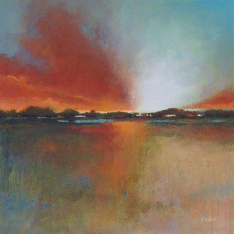 Plains Landscape 1 Black Modern Wood Framed Art Print with Double Matting by Langton, Bruce