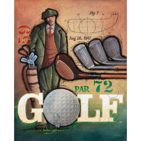 Vintage Golf 1 White Modern Wood Framed Art Print by Langton, Bruce