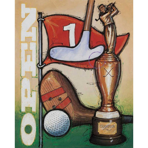 Vintage Golf 3 Black Modern Wood Framed Art Print with Double Matting by Langton, Bruce