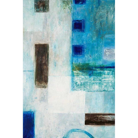 Blue City Blocks Gold Ornate Wood Framed Art Print with Double Matting by Mills, Chris