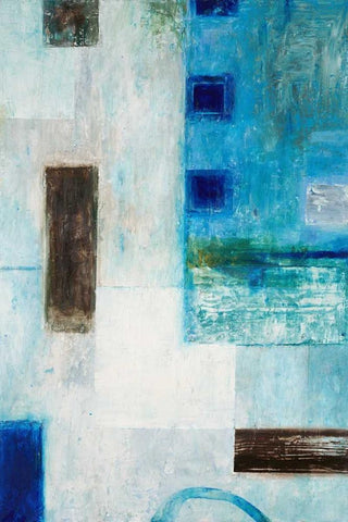 Blue City Blocks White Modern Wood Framed Art Print with Double Matting by Mills, Chris