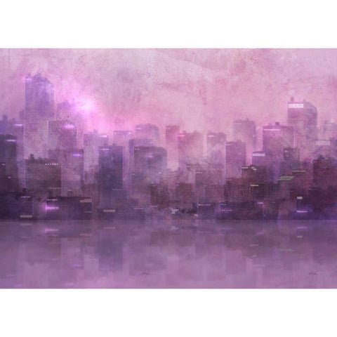 Dusk Skyline Black Modern Wood Framed Art Print with Double Matting by Roko, Ken