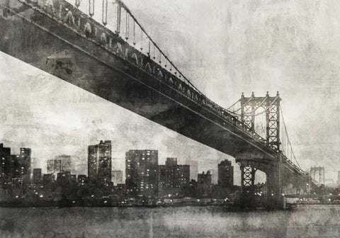 City Bridge 1 Black Ornate Wood Framed Art Print with Double Matting by Roko, Ken
