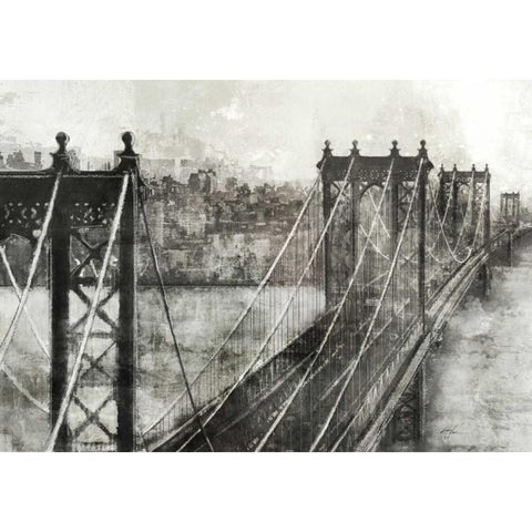 City Bridge 2 Black Modern Wood Framed Art Print with Double Matting by Roko, Ken