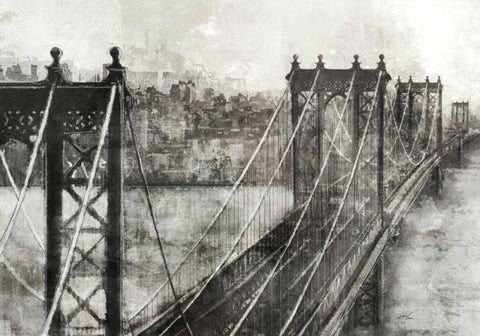 City Bridge 2 Black Ornate Wood Framed Art Print with Double Matting by Roko, Ken
