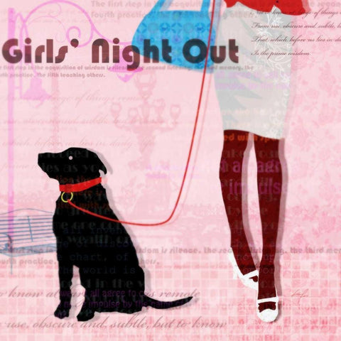 Girls Night Black Ornate Wood Framed Art Print with Double Matting by Roko, Ken