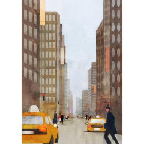 Jaywalk 1 Black Modern Wood Framed Art Print with Double Matting by Roko, Ken