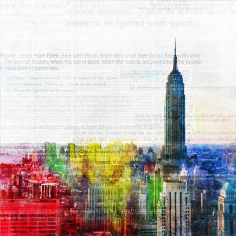 Colorful City 1 Black Modern Wood Framed Art Print with Double Matting by Roko, Ken