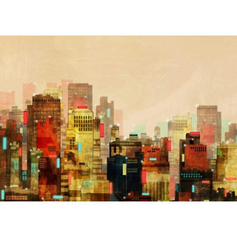 City Beyond 1 Black Modern Wood Framed Art Print with Double Matting by Roko, Ken