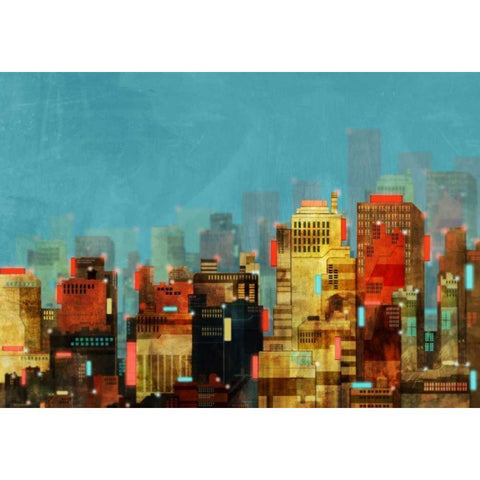 City Beyond 2 Black Modern Wood Framed Art Print with Double Matting by Roko, Ken
