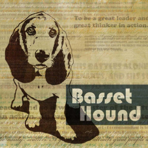 Bassett Hound Sketch  Black Ornate Wood Framed Art Print with Double Matting by Roko, Ken