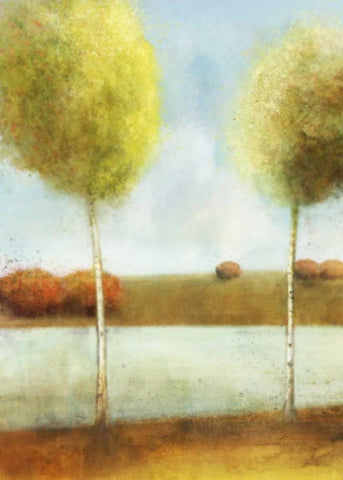 River Way 1 White Modern Wood Framed Art Print with Double Matting by Roko, Ken