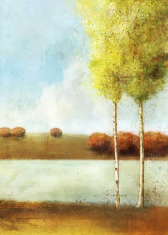 River Way 2 White Modern Wood Framed Art Print with Double Matting by Roko, Ken