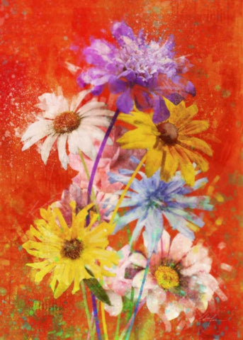 Vibrant Posies 2 Black Ornate Wood Framed Art Print with Double Matting by Roko, Ken