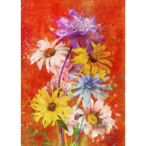 Vibrant Posies 2 Black Modern Wood Framed Art Print by Roko, Ken