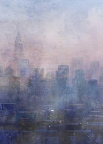 City Blues 1 White Modern Wood Framed Art Print with Double Matting by Roko, Ken