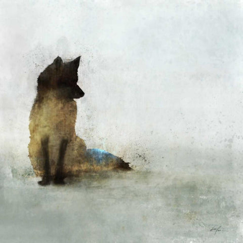 Friendly Fox Black Modern Wood Framed Art Print by Roko, Ken