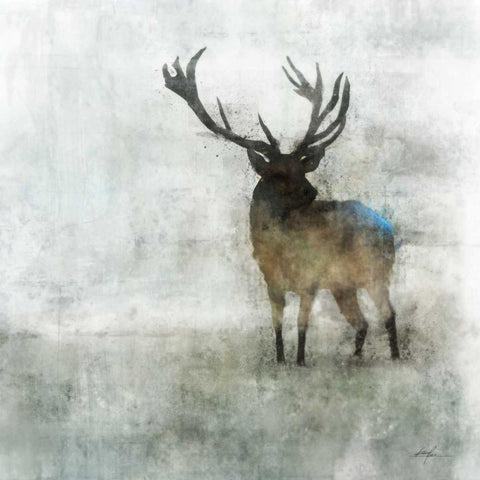 Silent Stag Gold Ornate Wood Framed Art Print with Double Matting by Roko, Ken