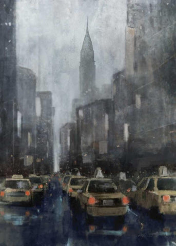 NYC Winter 2 White Modern Wood Framed Art Print with Double Matting by Roko, Ken