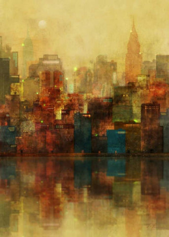New York Sunshine White Modern Wood Framed Art Print with Double Matting by Roko, Ken