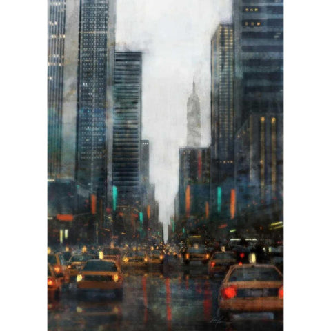 New York After Hours-Square Black Modern Wood Framed Art Print with Double Matting by Roko, Ken