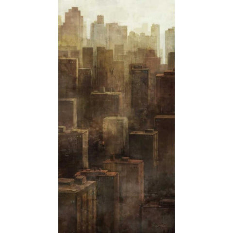 Metropolis City 1 Black Modern Wood Framed Art Print with Double Matting by Roko, Ken