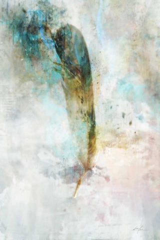 Celestial Feather 1 White Modern Wood Framed Art Print with Double Matting by Roko, Ken