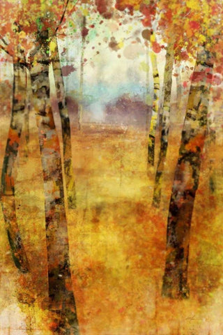 Splashes of Fall White Modern Wood Framed Art Print with Double Matting by Roko, Ken