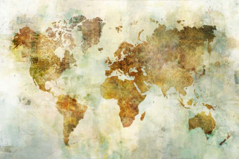 Global Patterned Map Black Ornate Wood Framed Art Print with Double Matting by Roko, Ken