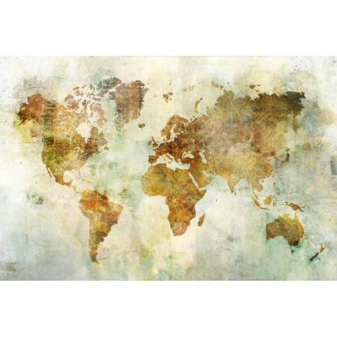 Global Patterned Map Black Modern Wood Framed Art Print with Double Matting by Roko, Ken