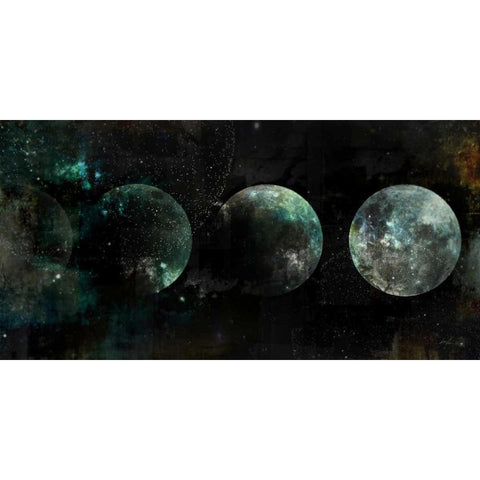 Moon Phases Black Modern Wood Framed Art Print with Double Matting by Roko, Ken